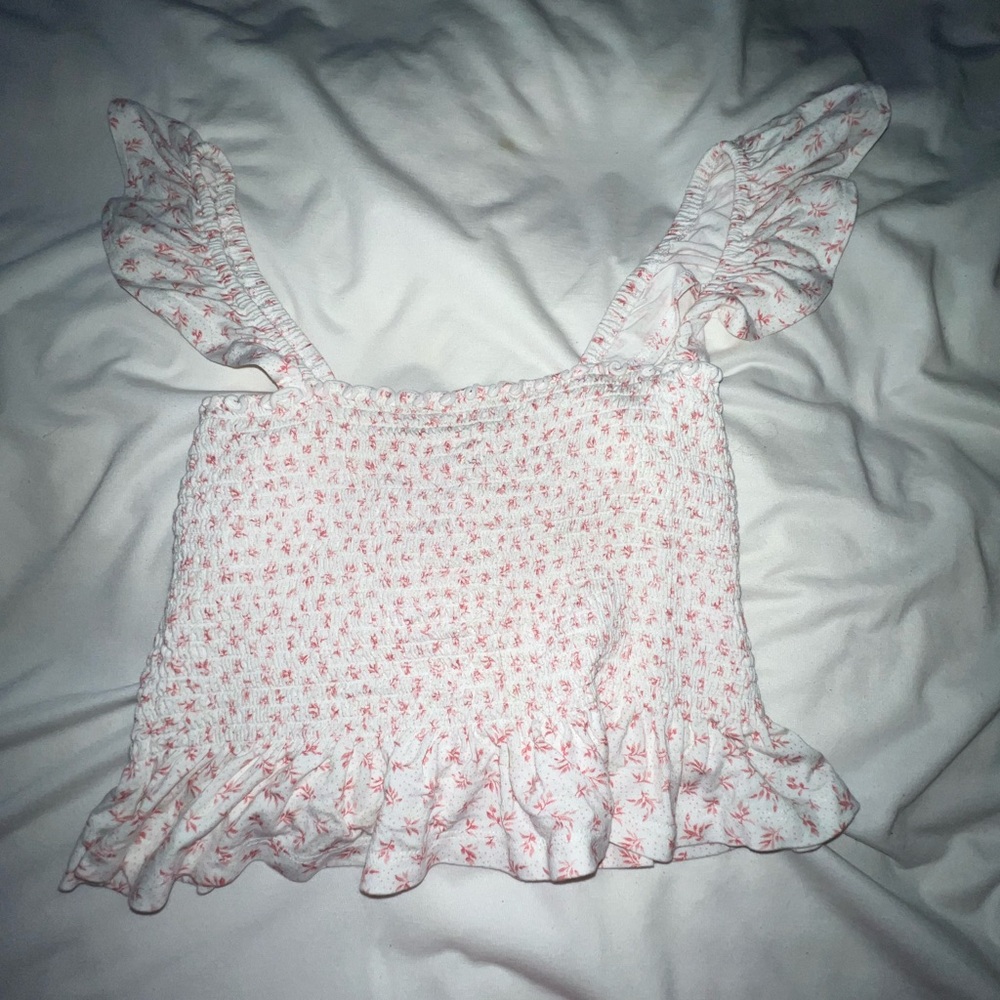 White and pink floral crop top #floral #croptop